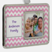 Roze Chevron Verzilverd Omlijst Ornament (Rechts)
