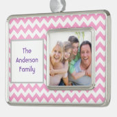 Roze Chevron Verzilverd Omlijst Ornament (Links)