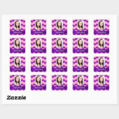 Roze chevron vierkante sticker (Vel)