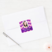 Roze chevron vierkante sticker (Envelop)
