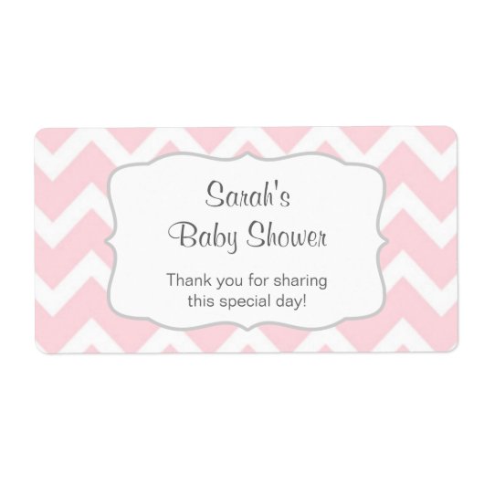 Roze Chevron-Waterfles of gunst u aanpassen Etiket (Voorkant)