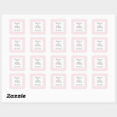 Roze Chevron Wedding Bridal Baby shower Favor Vierkante Sticker (Vel)