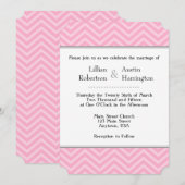 Roze Chevron Wedding Invitations Kaart (Voorkant / Achterkant)