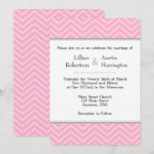 Roze Chevron Wedding Invitations Kaart (Voorkant / Achterkant)