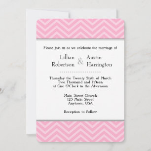 Roze Chevron Wedding Invitations Kaart
