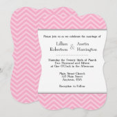 Roze Chevron Wedding Invitations Kaart (Voorkant / Achterkant)