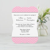 Roze Chevron Wedding Invitations Kaart (Staand voorkant)