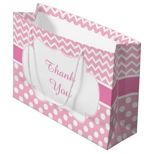 Roze Chevron & Witte Polka Dots Baby shower Party Groot Cadeauzakje