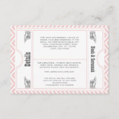 Roze Chevron Zig Zag  Modern Ticket Wedding Informatiekaartje (Voorkant)