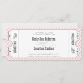 Roze Chevron Zig Zag  Modern Ticket Wedding Kaart (Achterkant)
