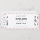 Roze Chevron Zig Zag  Modern Ticket Wedding Kaart (Achterkant)