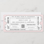 Roze Chevron Zig Zag  Modern Ticket Wedding Kaart (Voorkant)