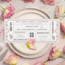 Roze Chevron Zig Zag  Modern Ticket Wedding