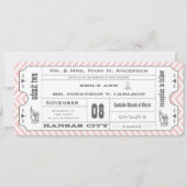 Roze Chevron Zig Zag Old Hollywood Ticket Wedding Kaart (Voorkant)