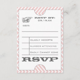 Roze Chevron Zig Zag Vintage Moderne Ticket Trouwd RSVP Kaartje