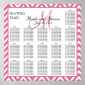 Roze Chevron Zig Zag Wedding Seating Chart Poster (Voorkant)