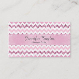 Roze Chevron Zigzag Glitter Visitekaartjes