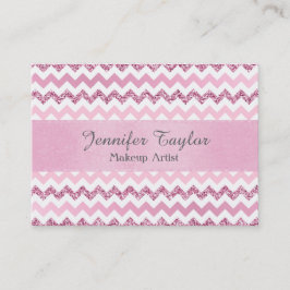 Roze Chevron Zigzag Glitter Visitekaartjes