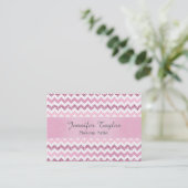 Roze Chevron Zigzag Glitter Visitekaartjes (Staand voorkant)
