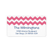 Roze chevron zigzag patroon retour adres etiket (Voorkant)