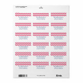 Roze chevron zigzag patroon retour adres etiket (Full Sheet)