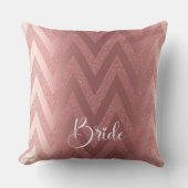 Roze Chevronglitter Bruidsmeisjesfeest Kussen (Voorkant)