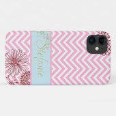 Roze Chevrons & Flowers Case-Mate iPhone Case (Achterkant (horizontaal))