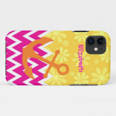 Roze Chevrons met anker Case-Mate iPhone Case (Achterkant (horizontaal))