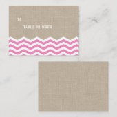 Roze Chevrons op Burlap Place Card Plaatskaartje (Voorkant / Achterkant)