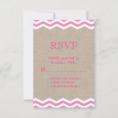 Roze Chevrons op Burlap RSVP (Achterkant)