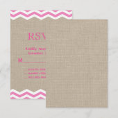 Roze Chevrons op Burlap RSVP Kaartje (Voorkant / Achterkant)