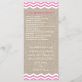 Roze Chevrons op Jute Huwelijksprogramma Programmakaart (Achterkant)