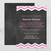 Roze Chevrons op schoolbord Bat Mitzva Uitnodiging (Voorkant / Achterkant)