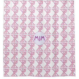 Roze Chi Ro Kruis Tegel Monogram  Douchegordijn