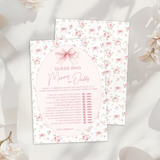 Roze Chic Bloemen Mama of Daddy Baby shower Spel Kaart