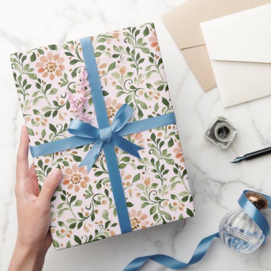 Roze Chic Bloemige Verjaardag Cadeaupapier (Geschenken)