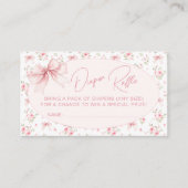 Roze Chic Bow Rozen Baby Meisje Douche Luier Raffl Informatiekaartje (Voorkant)