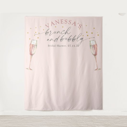 Roze chic champagne brunch bruidsfeest backdrops wandkleed (Voorkant)