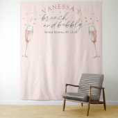 Roze chic champagne brunch bruidsmeisje achtergron wandkleed (In situ)