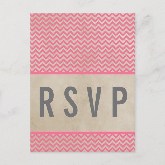 Roze Chic Chevron RSVP Briefkaart (Voorkant)