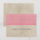 Roze Chic Chevron Table Number Briefkaart (Voorkant / Achterkant)