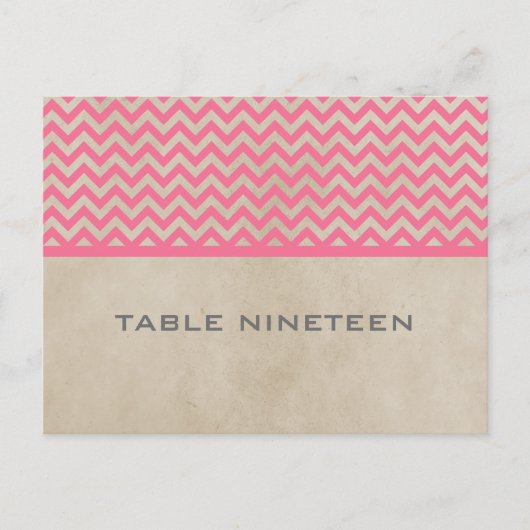 Roze Chic Chevron Table Number Briefkaart (Voorkant)