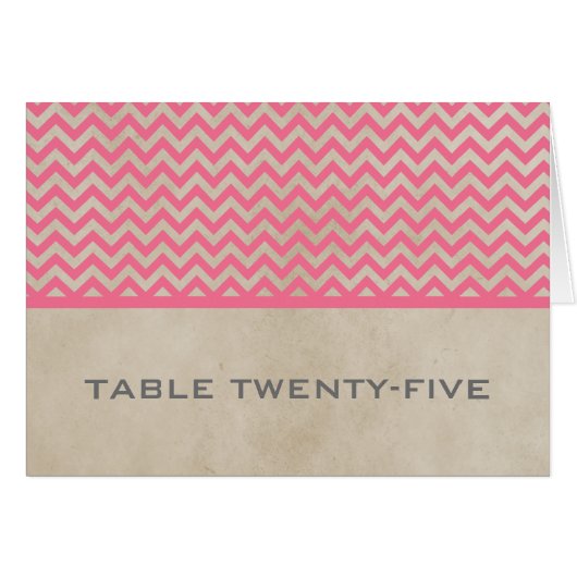 Roze Chic Chevron Table Number Kaart (Voorkant Horizontaal)