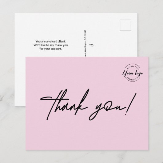 Roze Chic Custom Beauty Salon Logo Business Briefkaart (Voorkant / Achterkant)