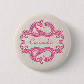 Roze Chic Damask Button (Voorkant)