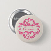 Roze Chic Damask Button (Voorkant /achterkant)