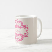 Roze Chic Damask Mok (Voorkant rechts)