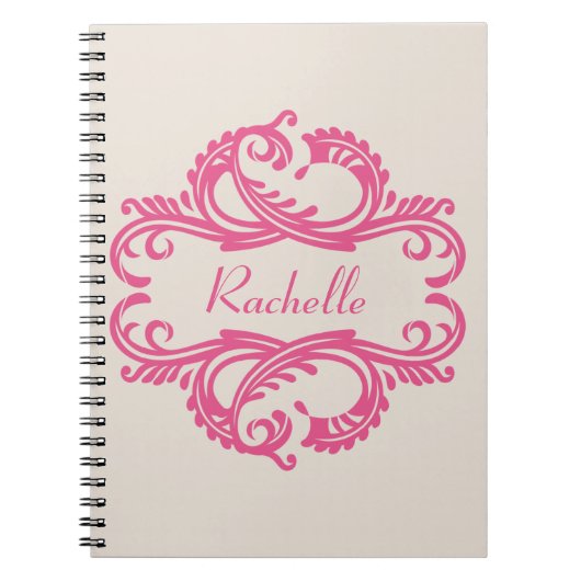 Roze Chic Damask Notitieboek (Voorkant)