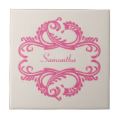 Roze Chic Damask Tegel Tegeltje (Voorkant)
