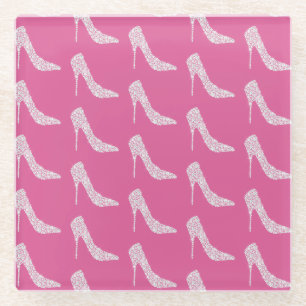 Roze Chic Diamant Hoge Hakken Schoenen Glazen Onderzetter